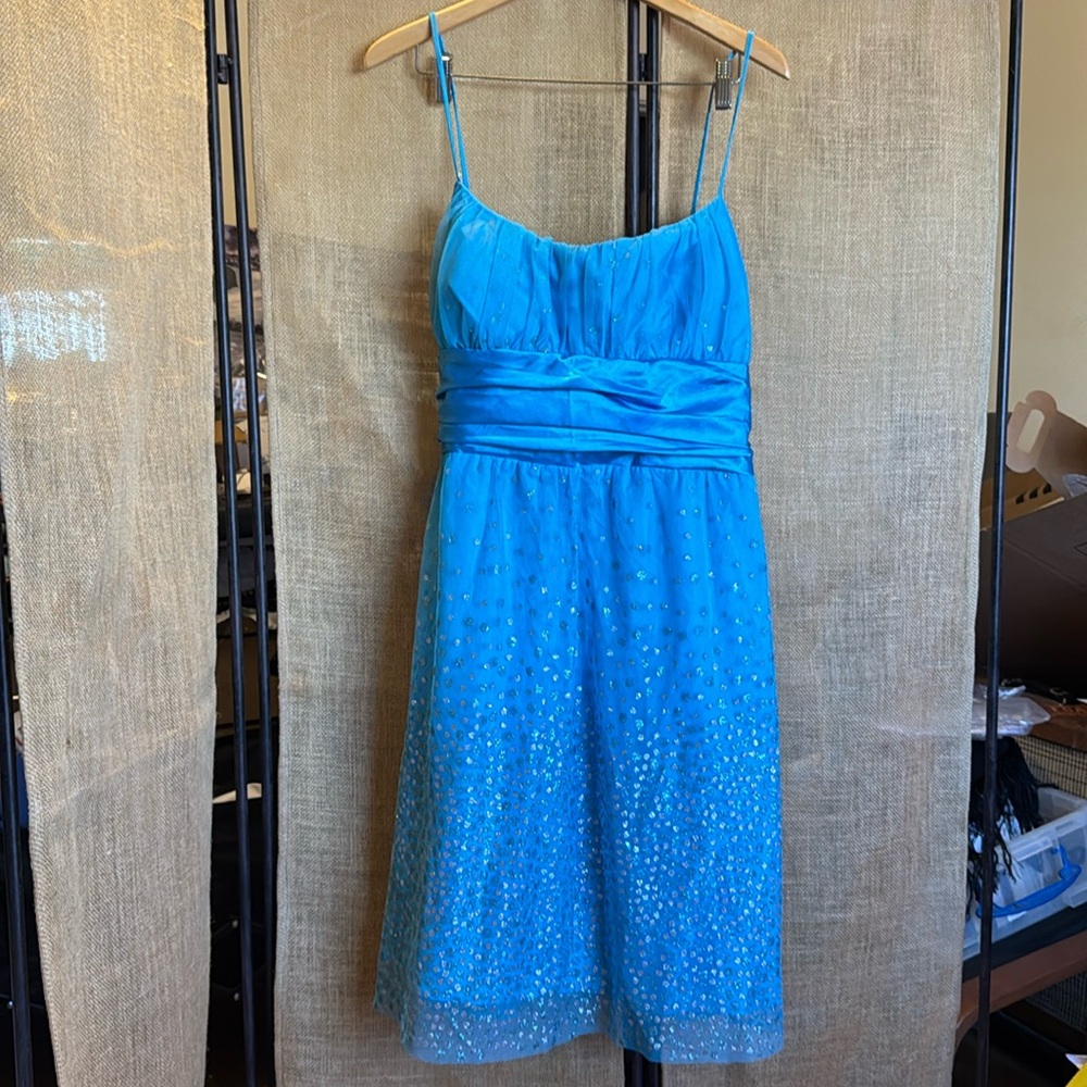 BLUE AND SILVER PARTY DRESS